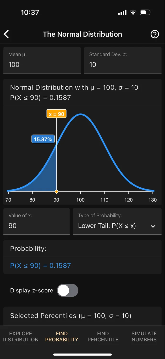 Art of Stat app: Distributions: normal distribution